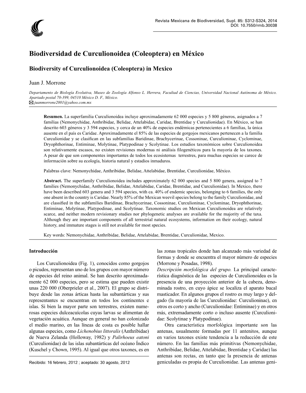 Biodiversidad De Curculionoidea (Coleoptera) En México