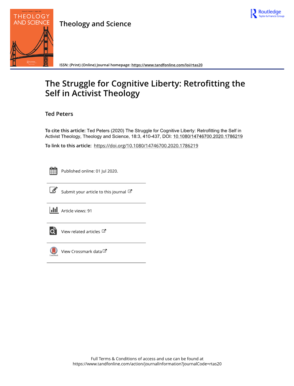 The Struggle for Cognitive Liberty: Retrofitting the Self in Activist Theology