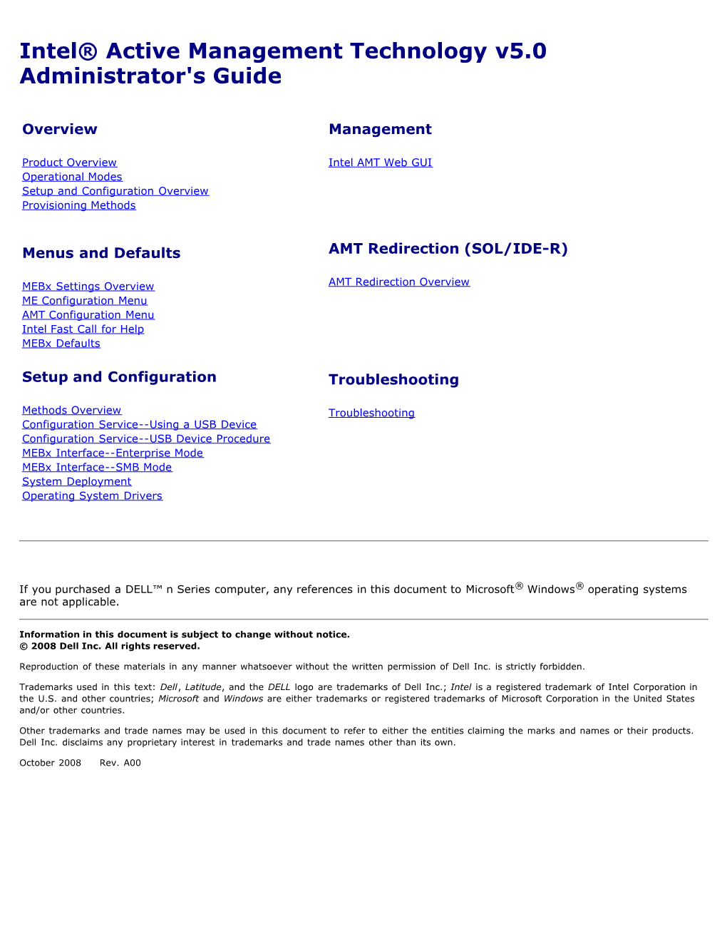 Intel® AMT V5.0 Administrator's Guide