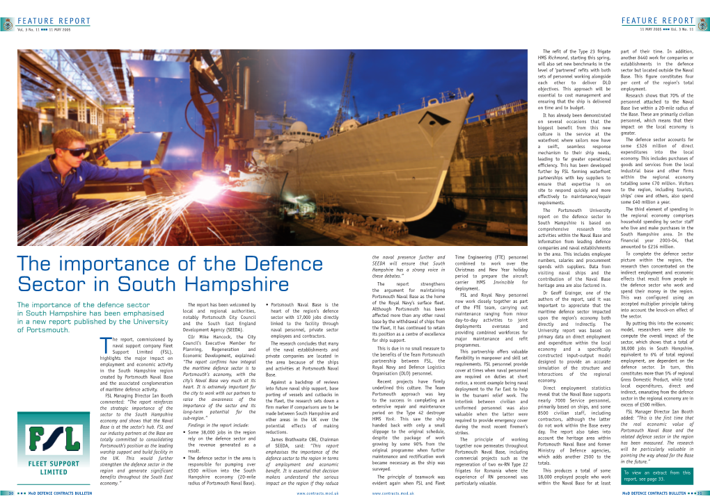 The Importance of the Defence Sector in South Hampshire