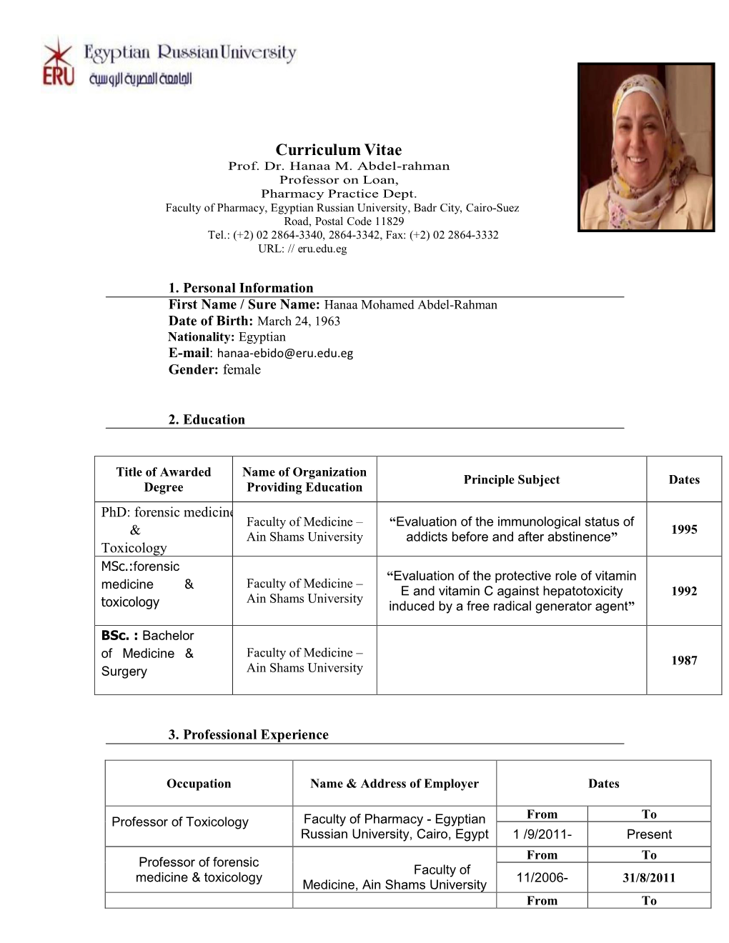 Curriculum Vitae Prof