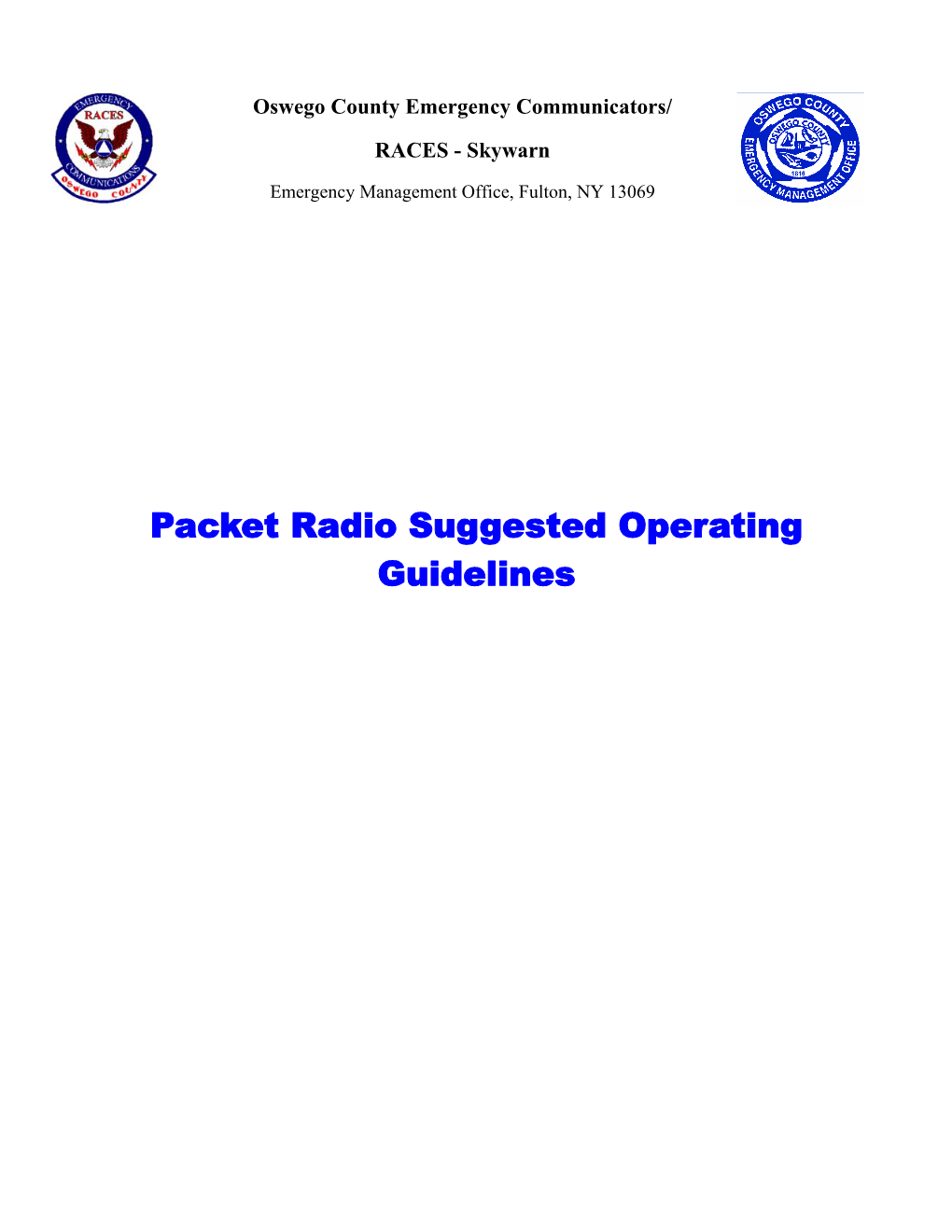 Packet Radio Suggested Operating Guidelines