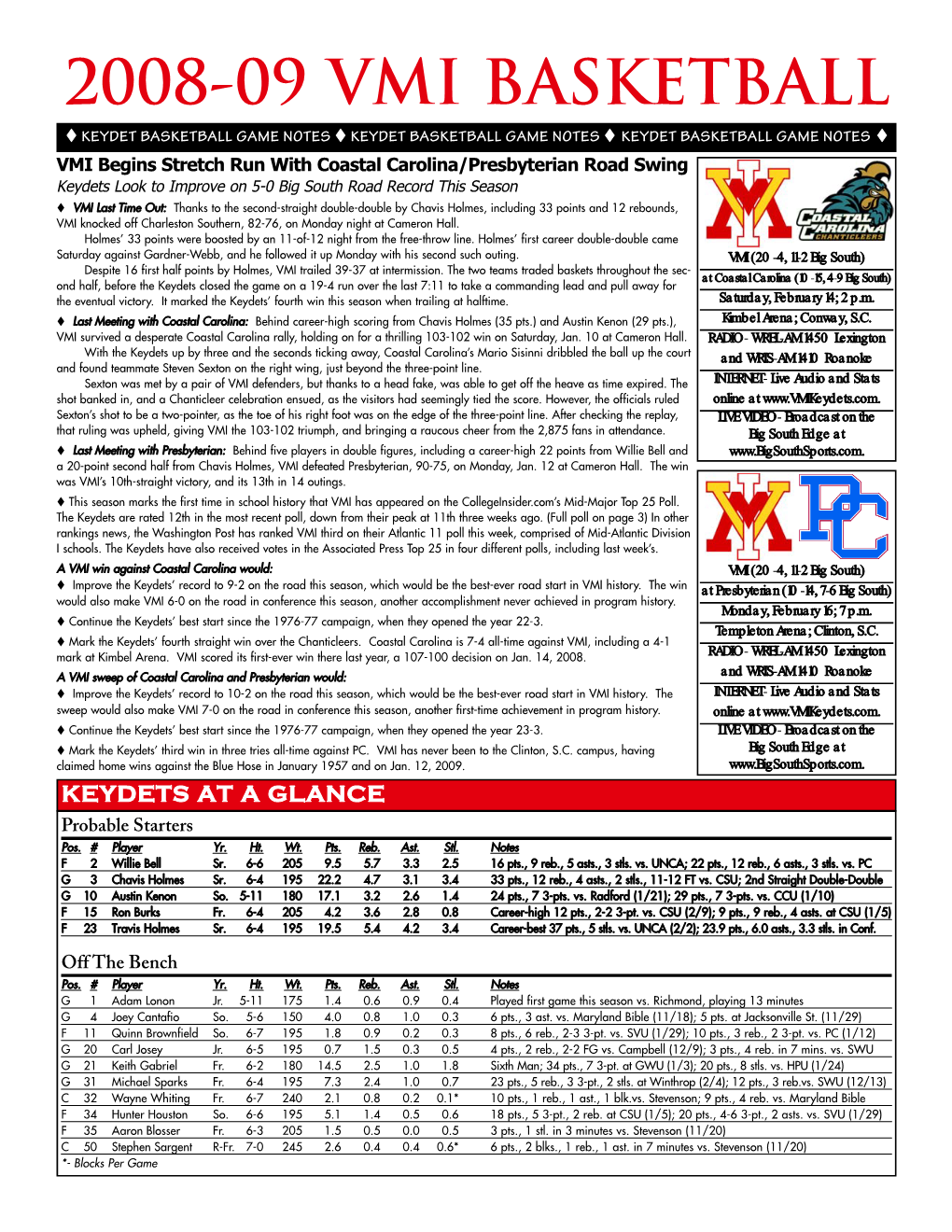 08-09 BKB Game Notes-CCU & PC2.Qxp