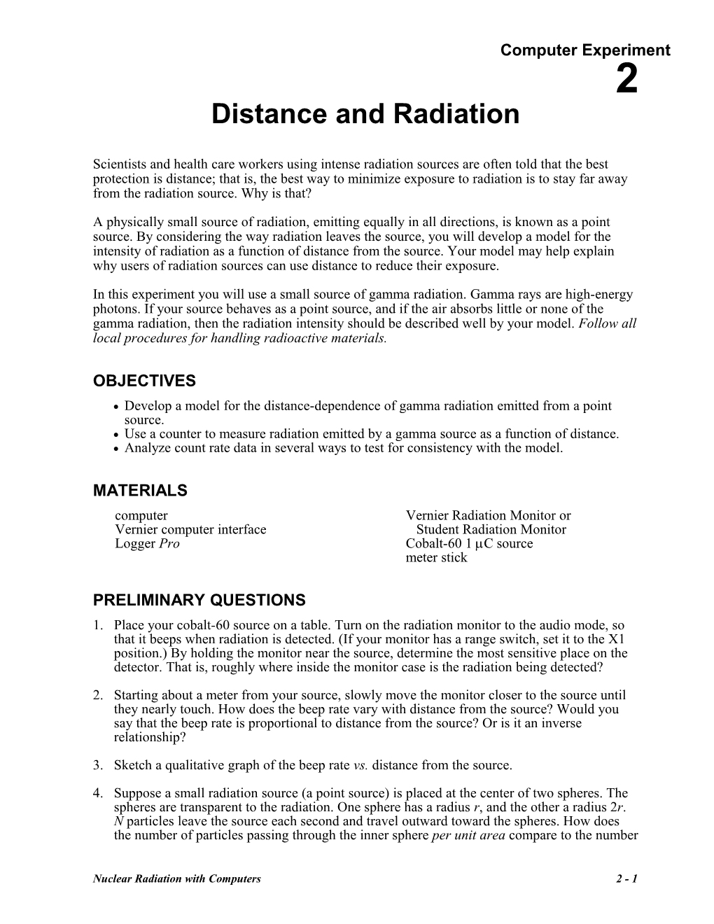 Distance and Radiation