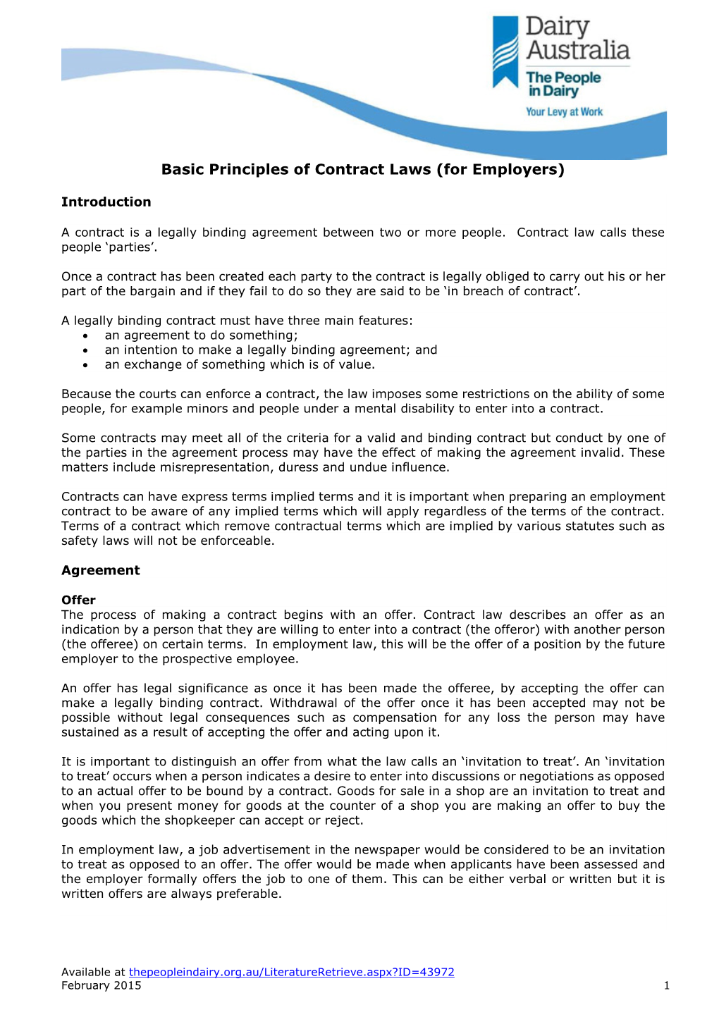Basic Principles of Contract Laws (For Employers)