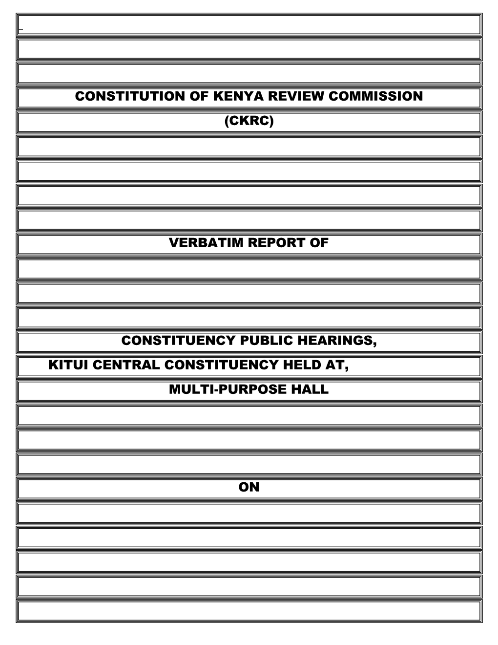 Constitution of Kenya Review Commission (Ckrc)