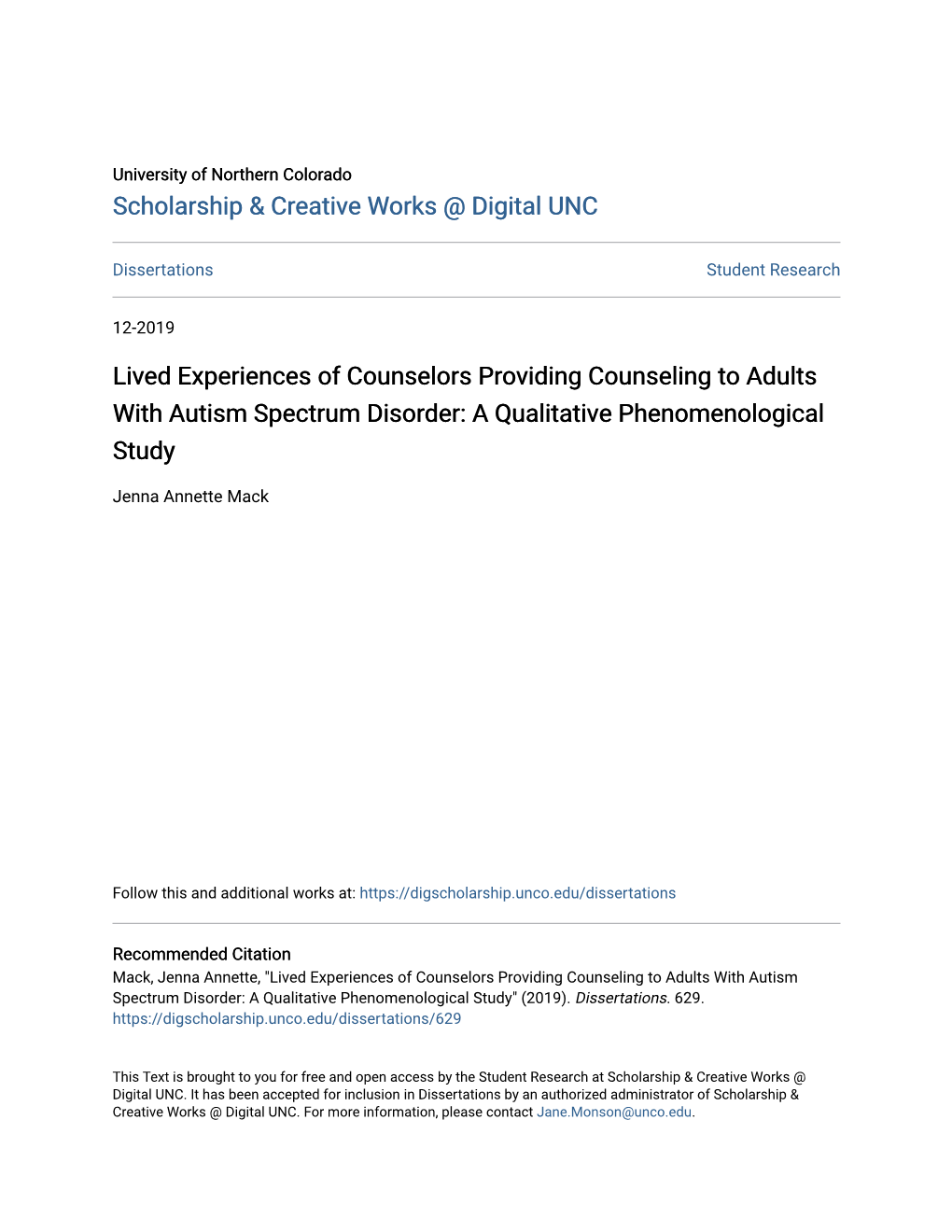 Lived Experiences of Counselors Providing Counseling to Adults with Autism Spectrum Disorder: a Qualitative Phenomenological Study
