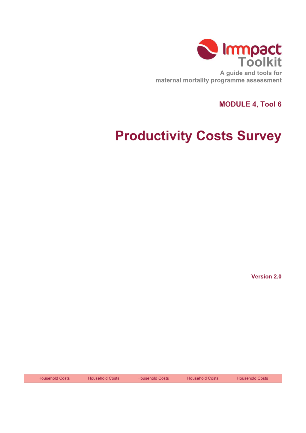 Toolkit Productivity Costs Survey