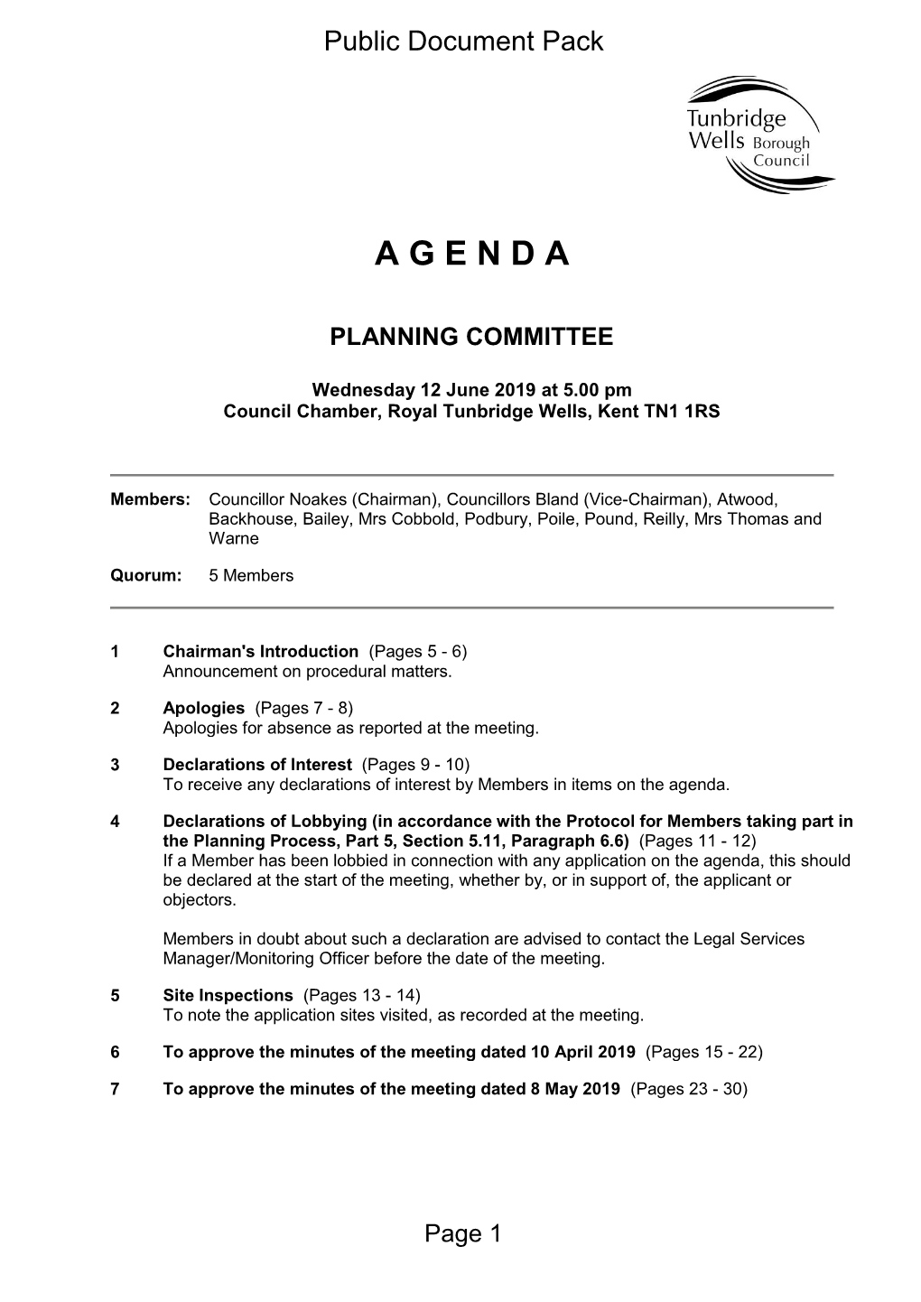 (Public Pack)Agenda Document for Planning Committee, 12/06/2019