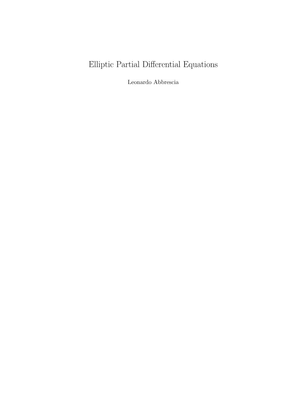 Elliptic Partial Differential Equations