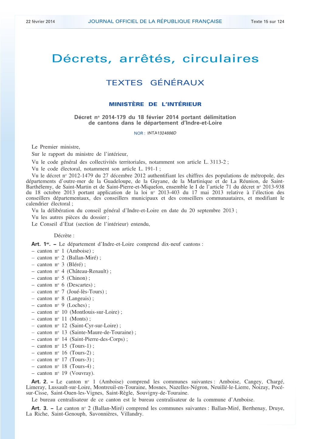 JOURNAL OFFICIEL DE LA RÉPUBLIQUE FRANÇAISE Texte 15 Sur 124