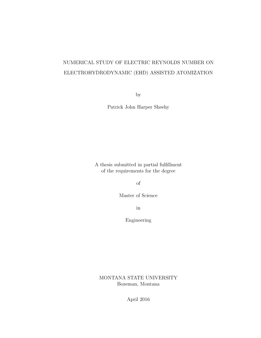 Numerical Study of Electric Reynolds Number on Electrohydrodynamic (EHD)