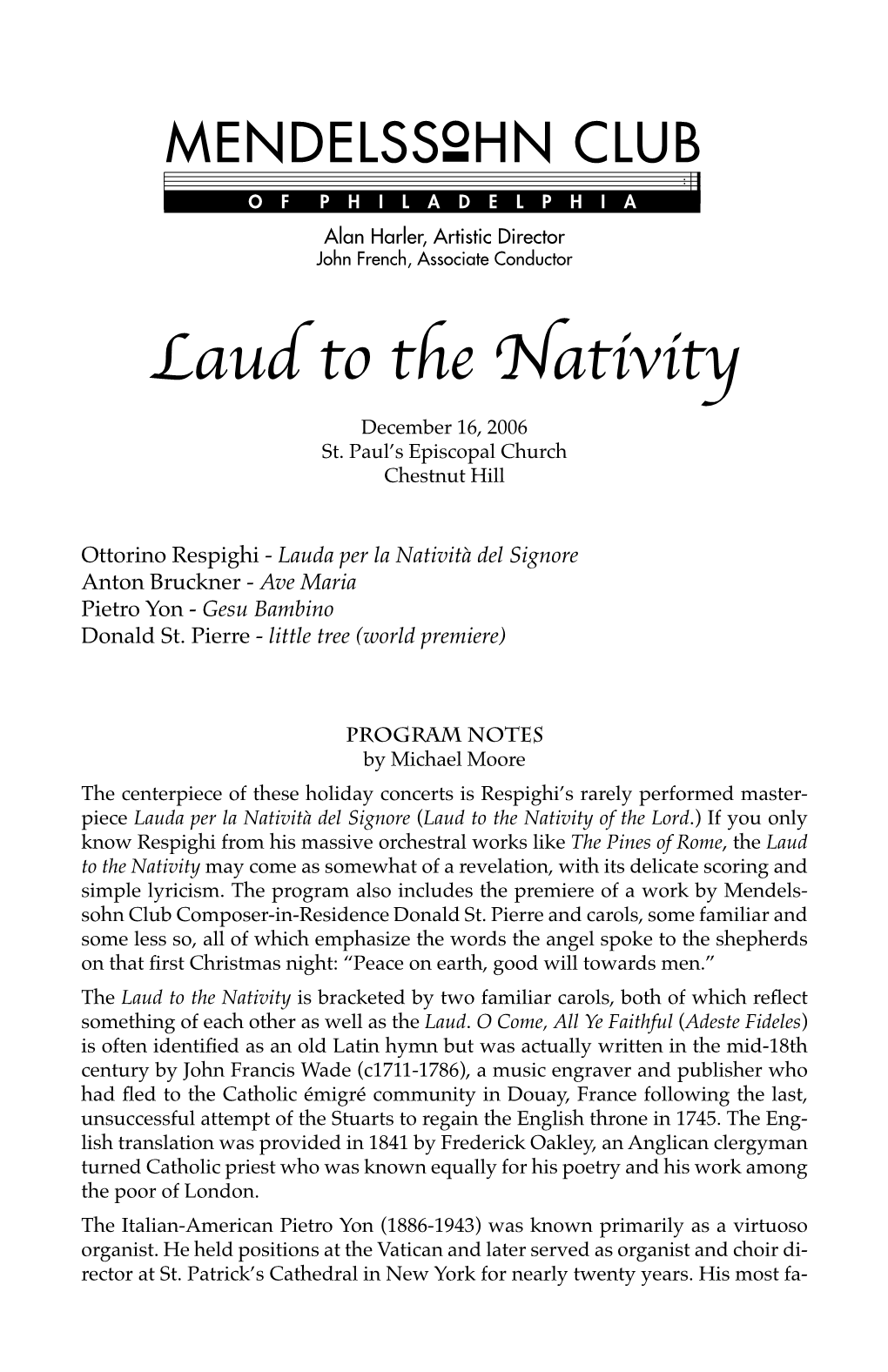 Respighi Laud to the Nativity