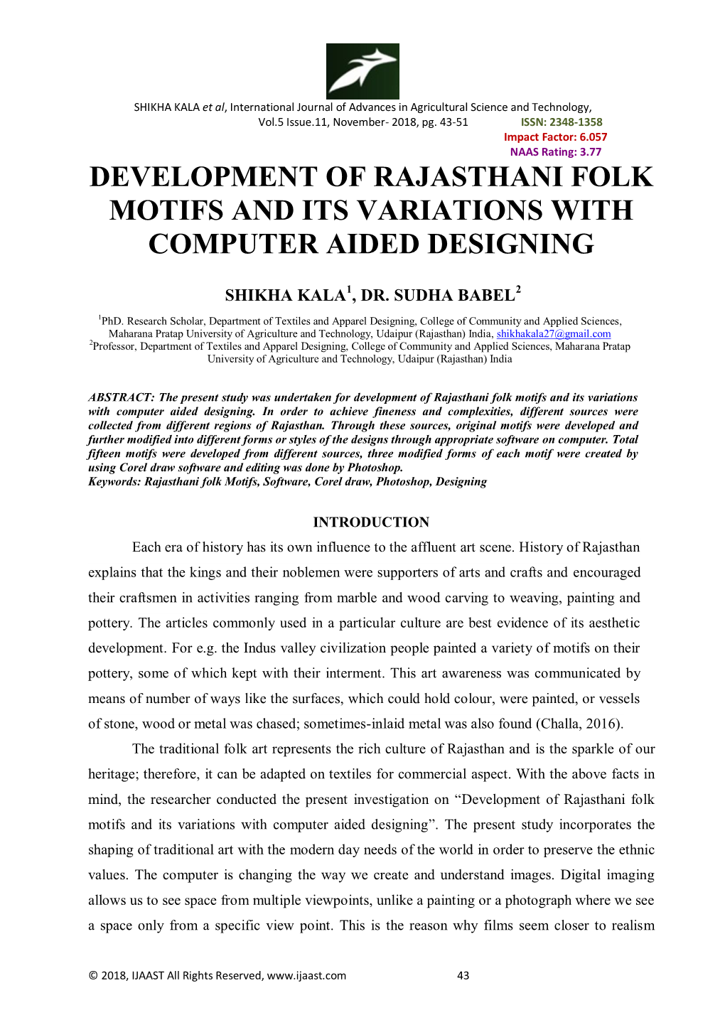 Development of Rajasthani Folk Motifs and Its Variations with Computer Aided Designing