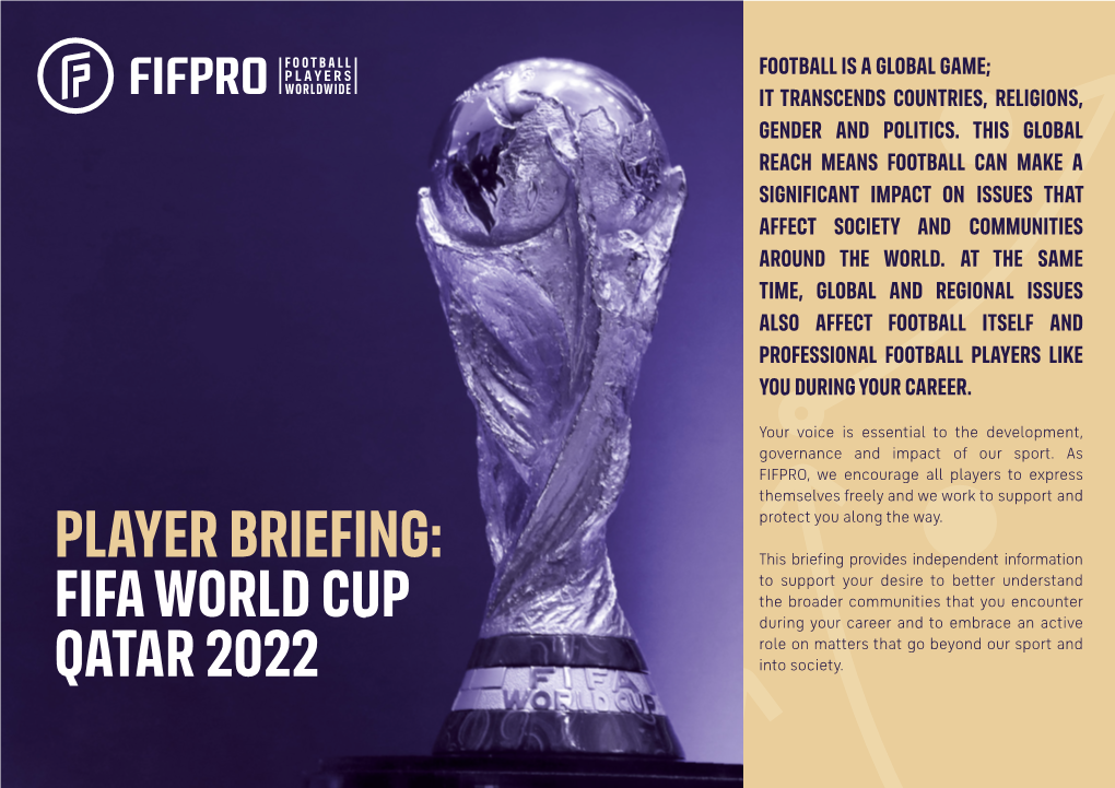 Player Briefing: Fifa World Cup Qatar 2022