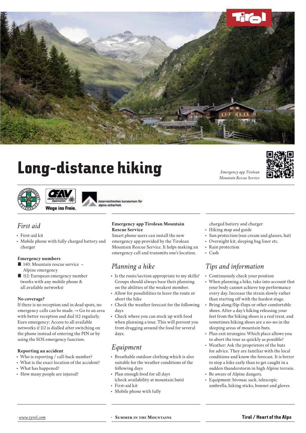 Long-Distance Hiking Emergency App Tirolean Mountain Rescue Service