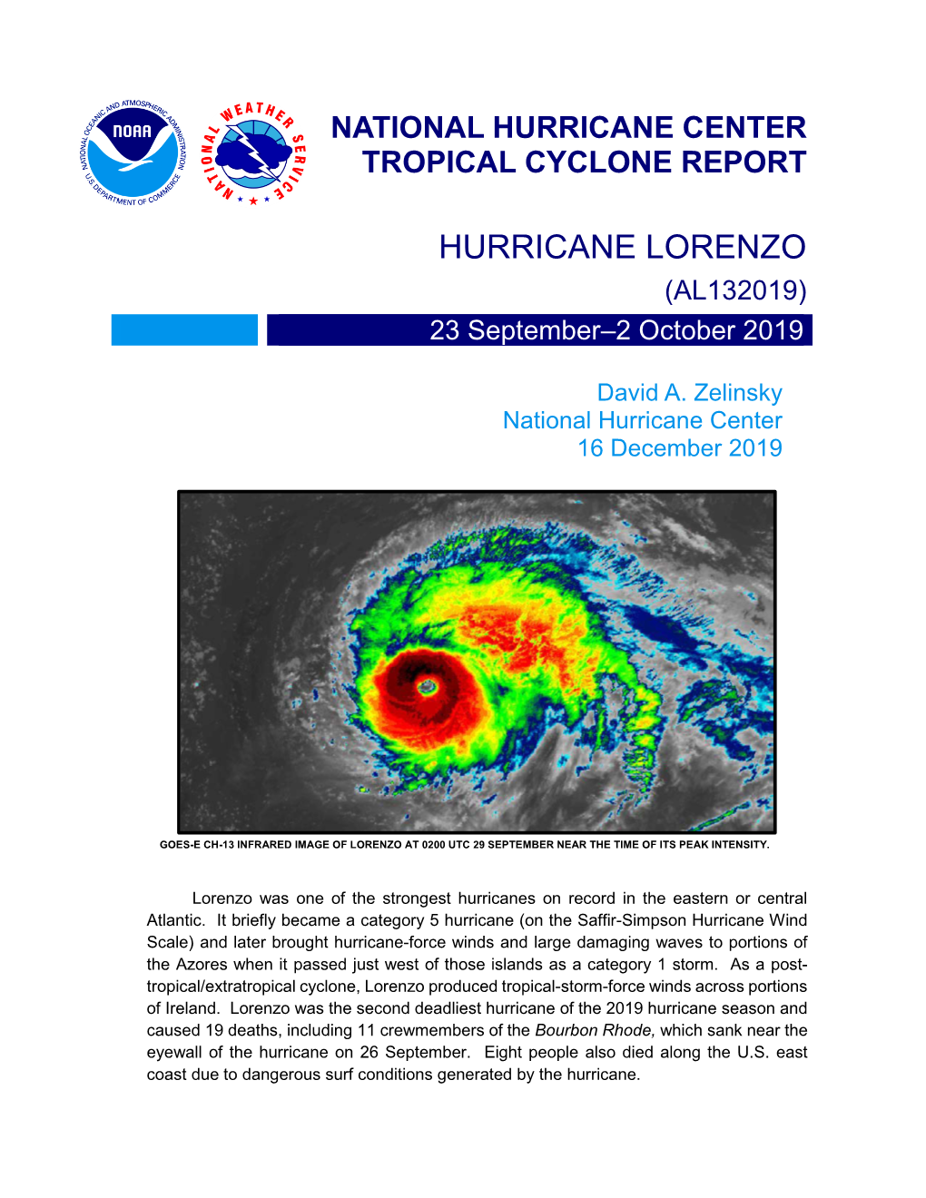 Tropical Cyclone Report: Hurricane Lorenzo