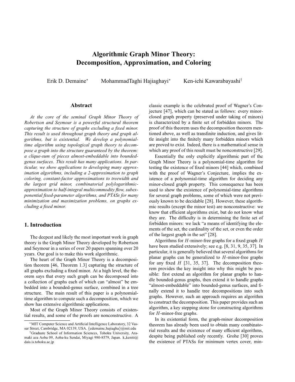 Algorithmic Graph Minor Theory: Decomposition, Approximation, and Coloring