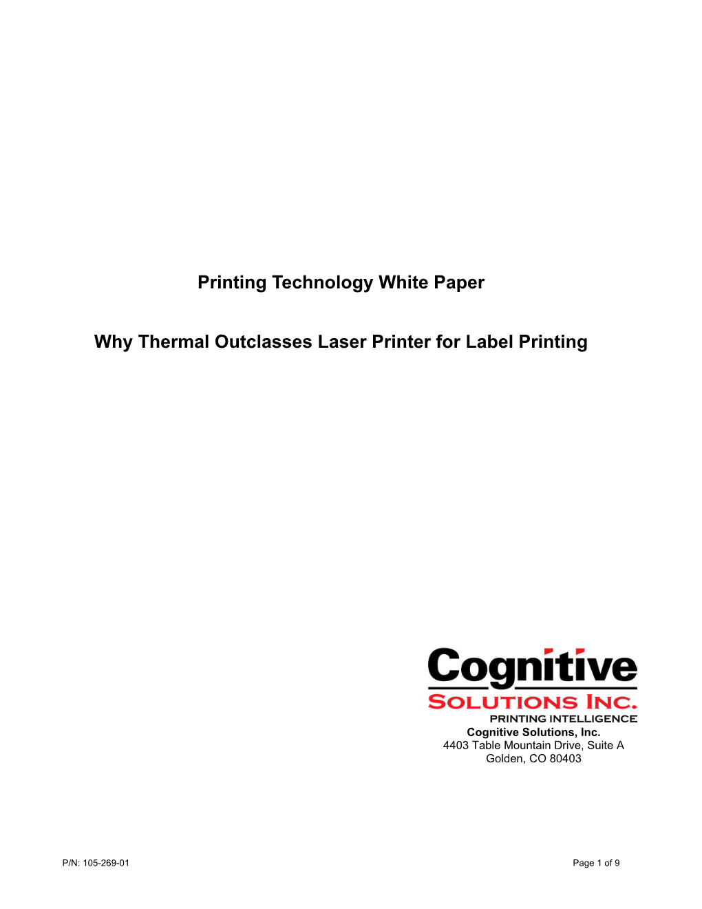 Printing Technology White Paper Why Thermal Outclasses Laser Printer