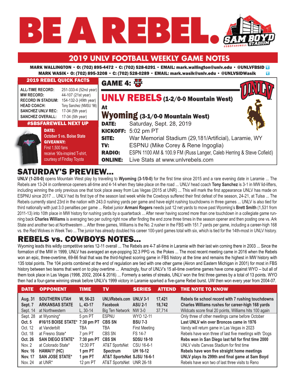 UNLV FB Week 4 at Wyoming.Indd