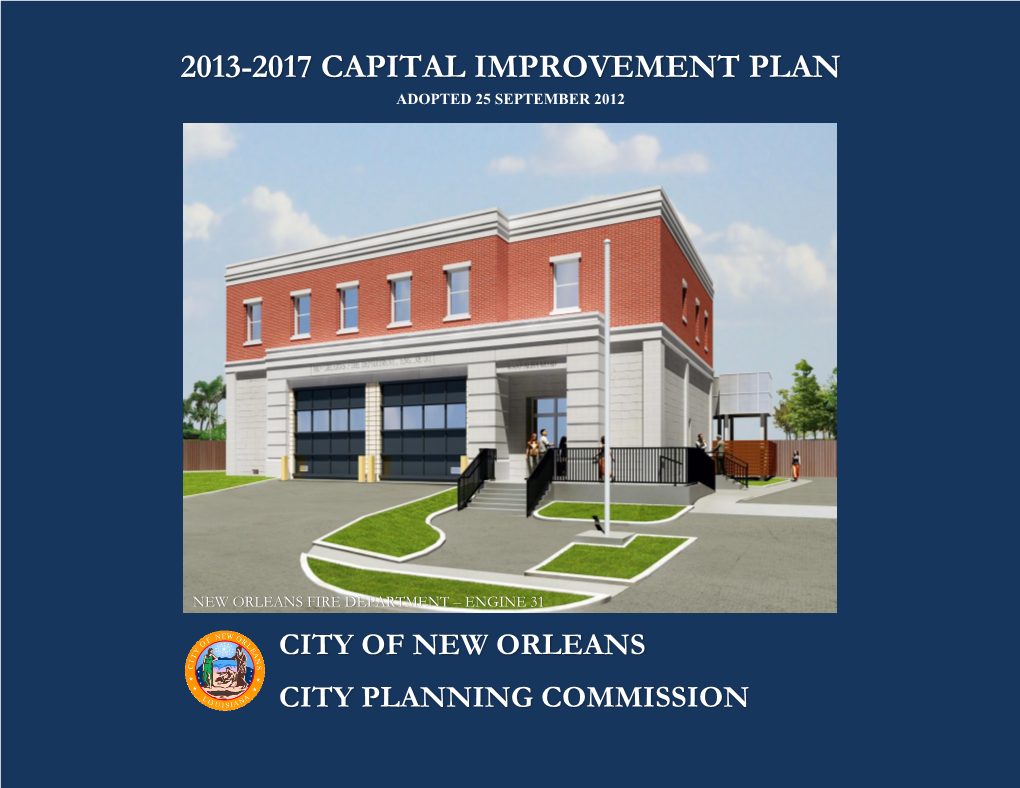 2013-2017 Capital Improvement Plan Adopted 25 September 2012