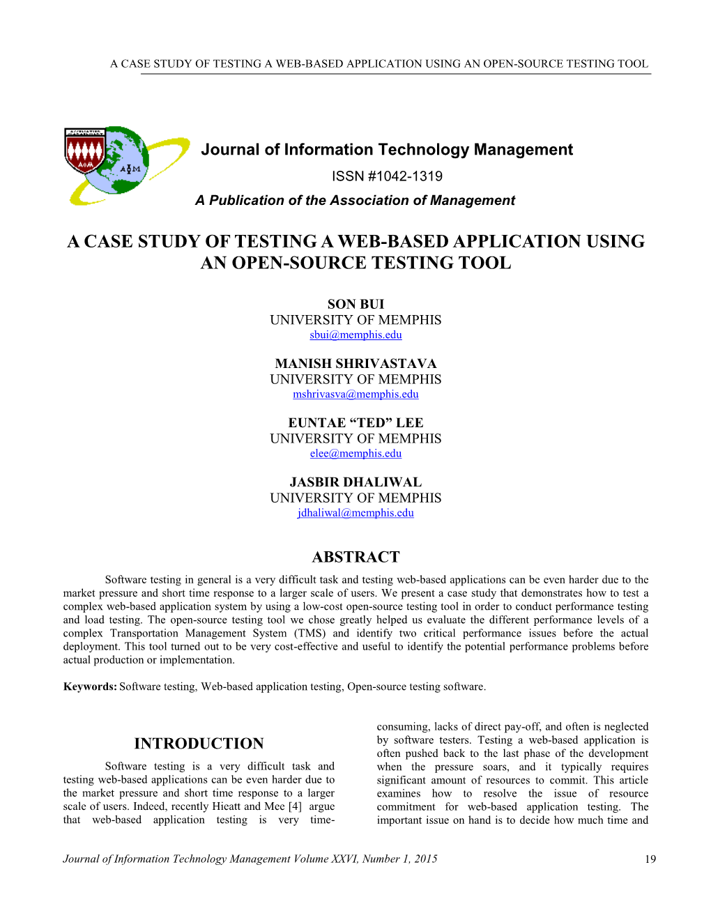 A Case Study of Testing a Web-Based Application Using an Open-Source Testing Tool