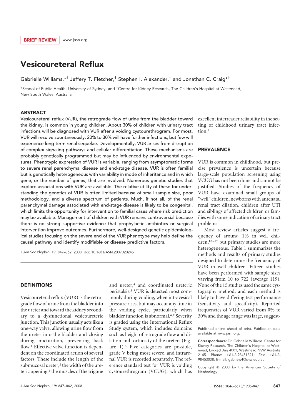 Vesicoureteral Reflux