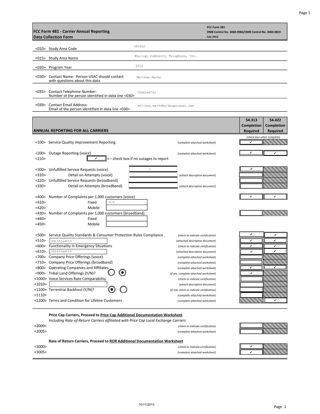 FCC Form 481 FCC Form 481 - Carrier Annual Reporting OMB Control No