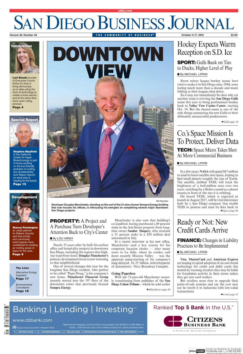 Downtown View 10/05/15 Press Release San Diego Business