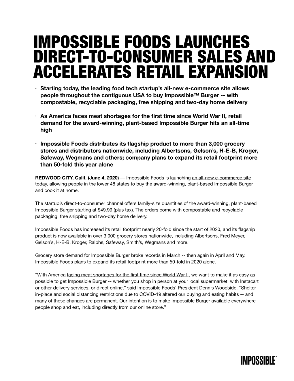 06 2020 Impossible Launches Direct-To-Consumer Sales