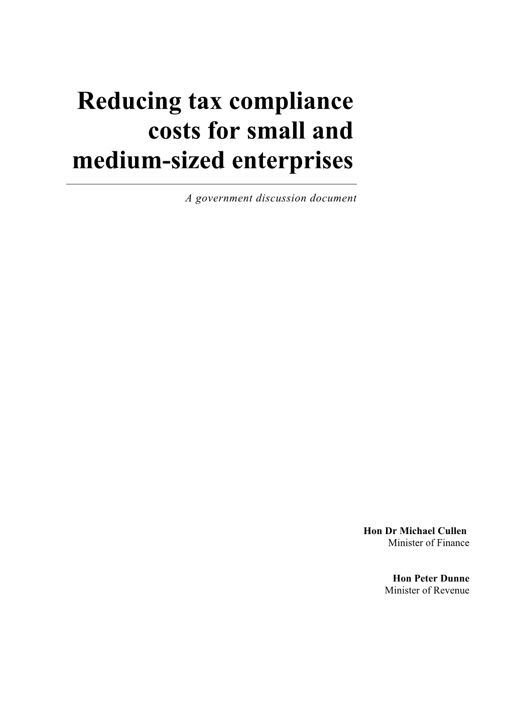 Reducing Tax Compliance Costs for Small and Medium-Sized Enterprises