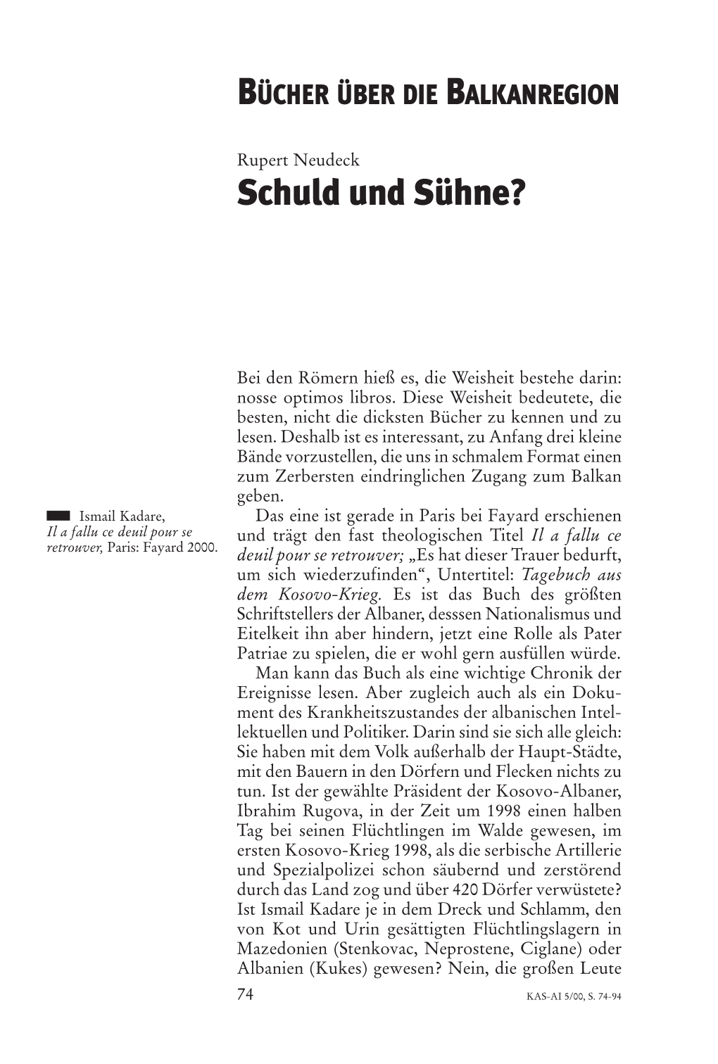 Schuld Und Sühne?