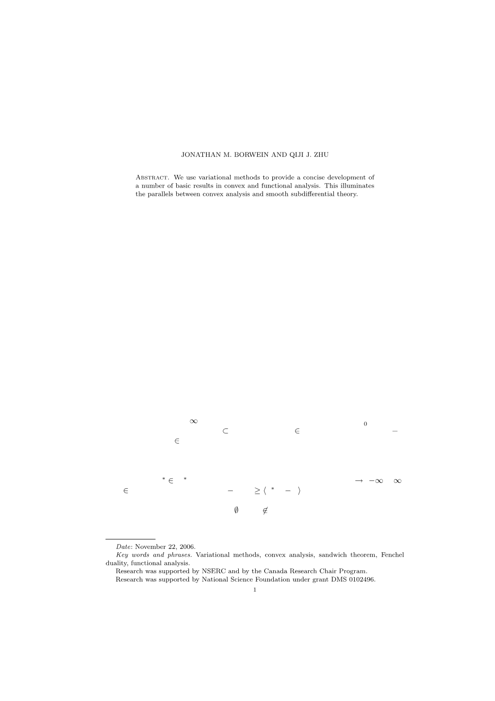 VARIATIONAL METHODS in CONVEX ANALYSIS 1. The