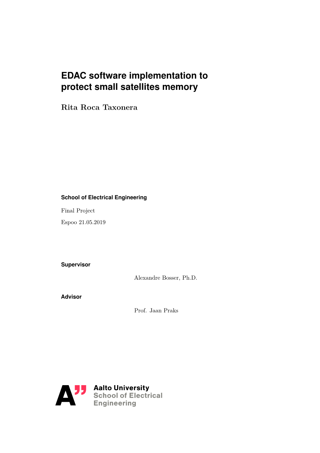 EDAC Software Implementation to Protect Small Satellites Memory
