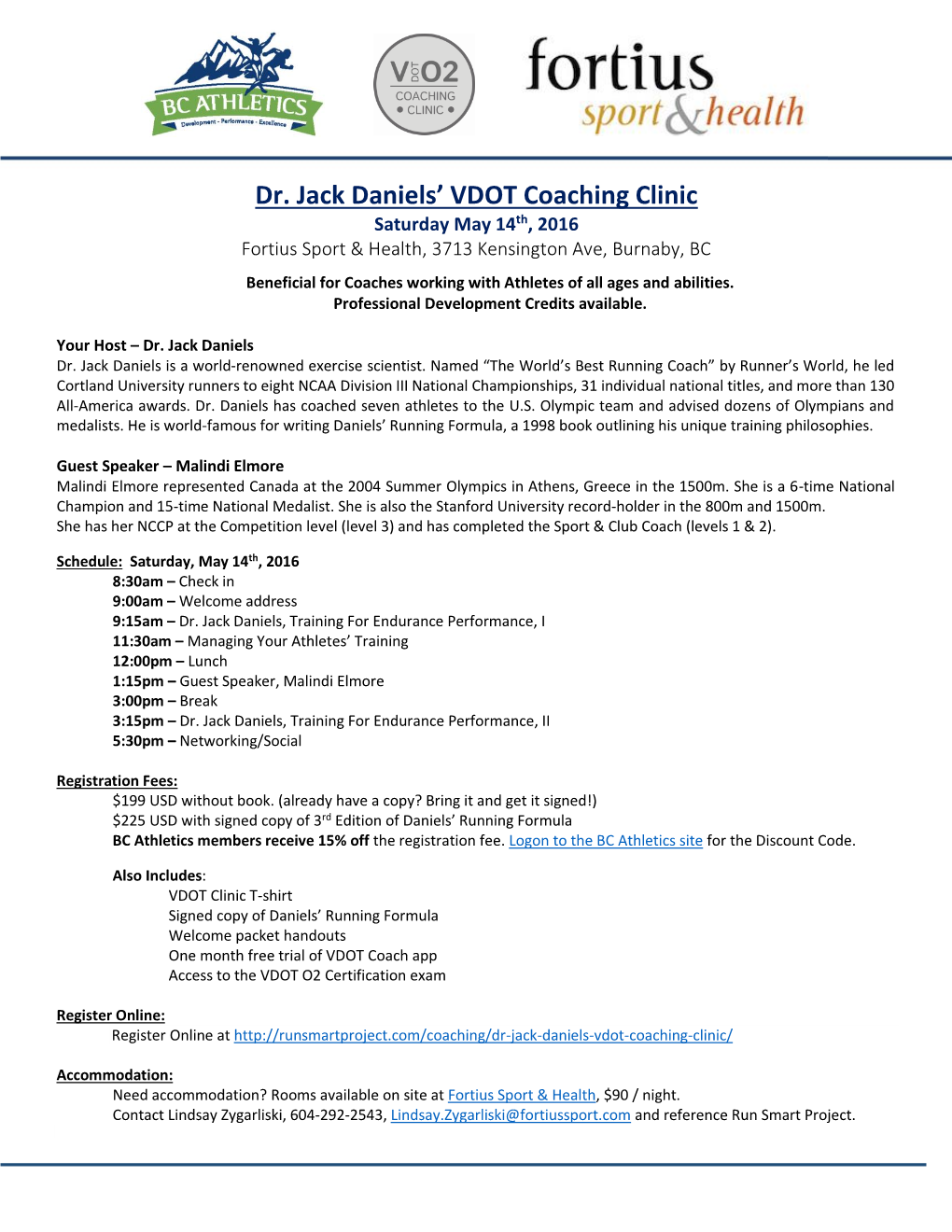 Dr. Jack Daniels' VDOT Coaching Clinic