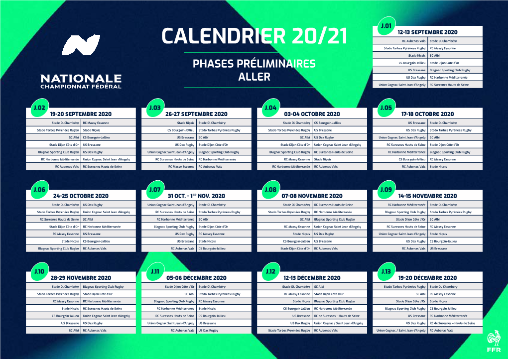 Ffr Nationale Calendrier 20-21