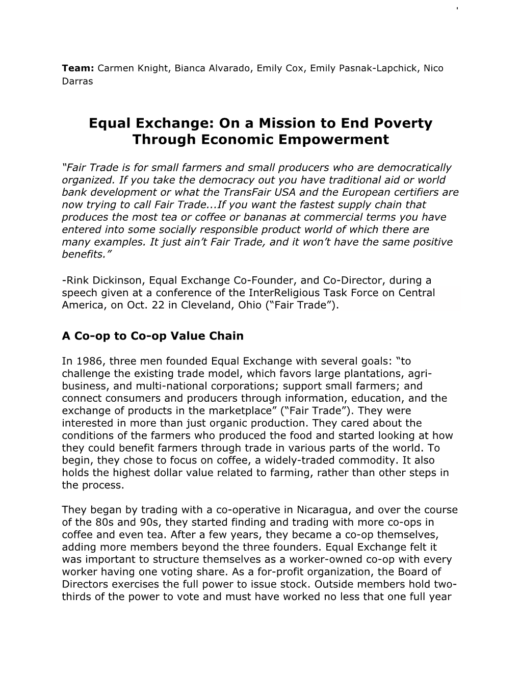 Equal Exchange: on a Mission to End Poverty Through Economic Empowerment