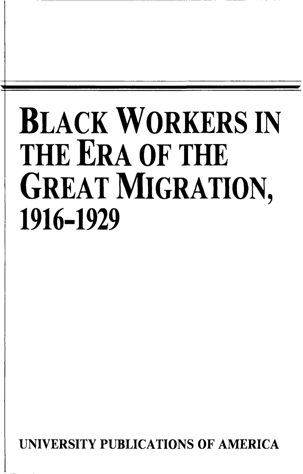 Black Workers in Great Migration