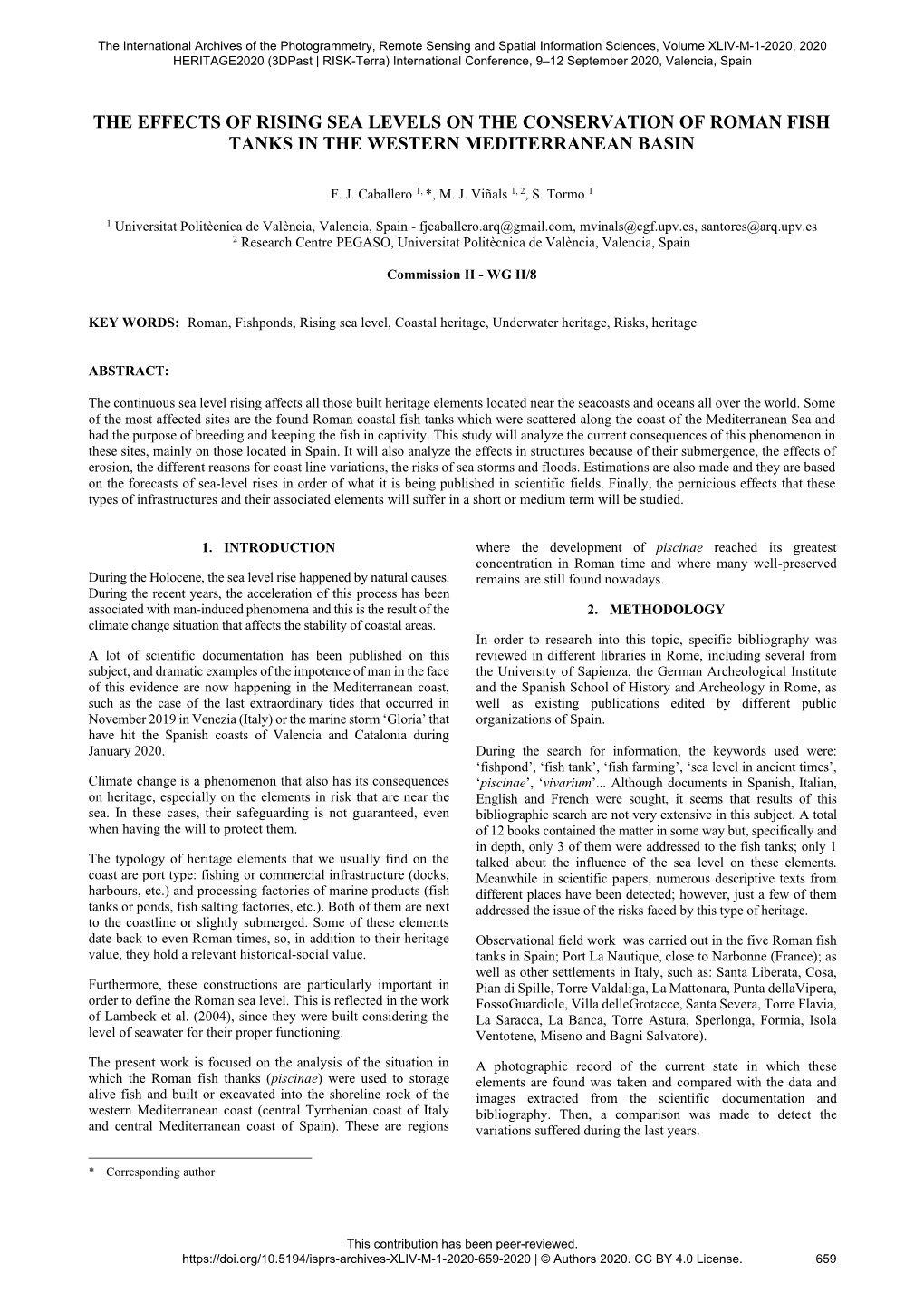 The Effects of Rising Sea Levels on the Conservation of Roman Fish Tanks in the Western Mediterranean Basin