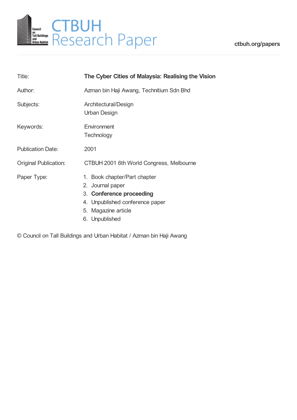 The Cyber Cities of Malaysia: Realising the Vision