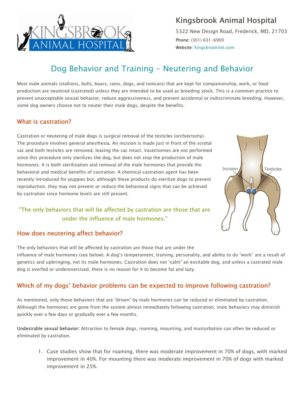 Dog Behavior and Training - Neutering and Behavior