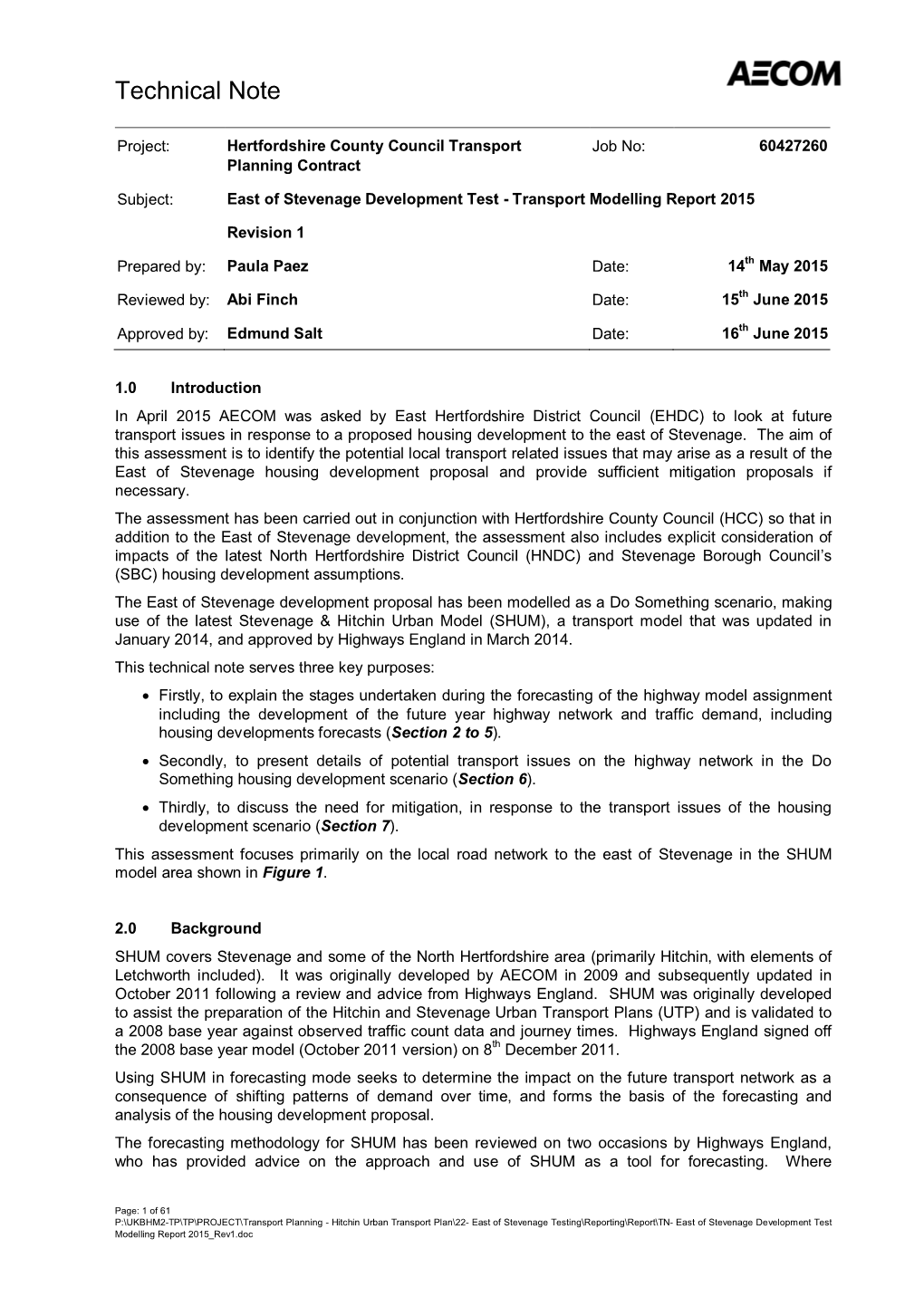 East of Stevenage Development Test- Transport Modelling