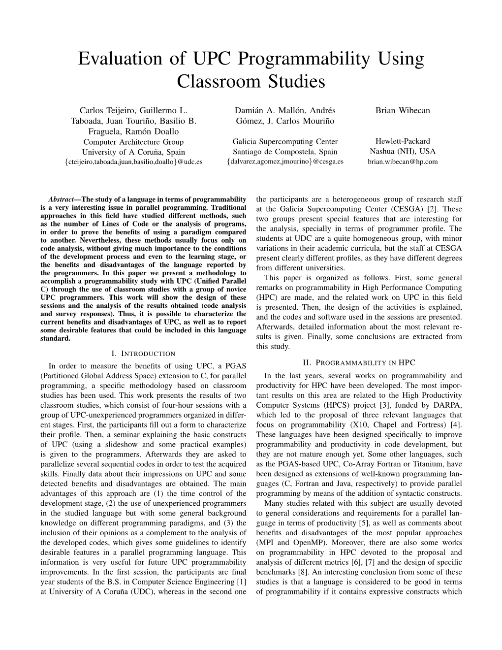 Evaluation of UPC Programmability Using Classroom Studies