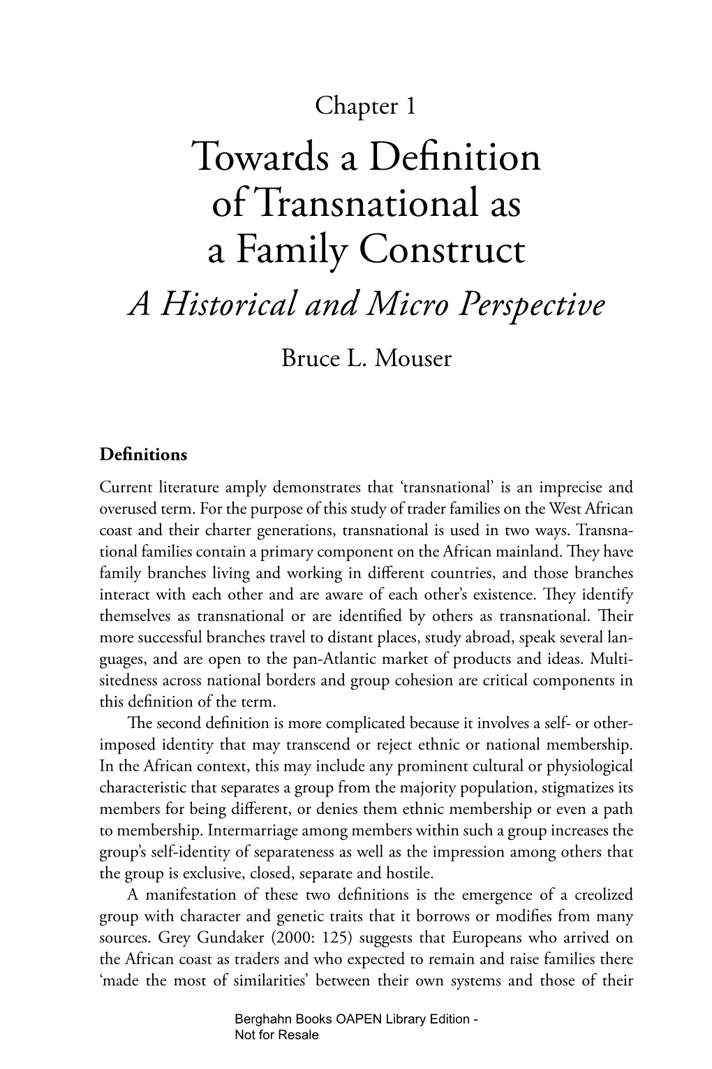 Chapter 1. Towards a Definition of Transnational As a Family Construct