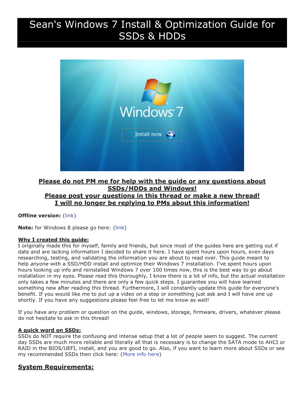 Sean's Windows 7 Install & Optimization Guide for Ssds & Hdds