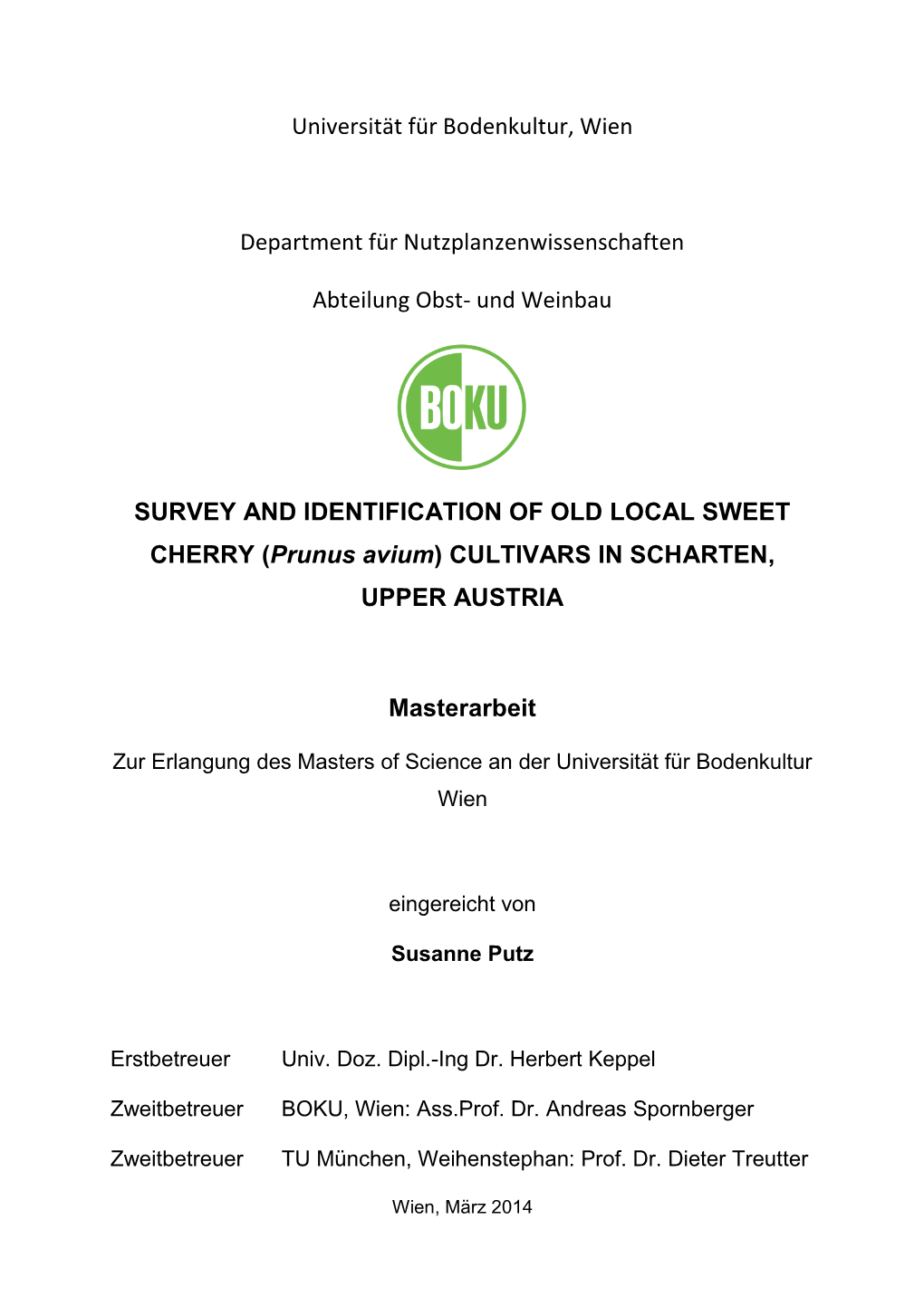 Und Weinbau SURVEY and IDENTIFICAT