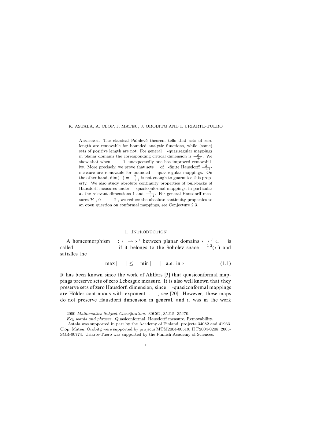 Distortion of Hausdorff Measures and Improved Painlevé Removability For