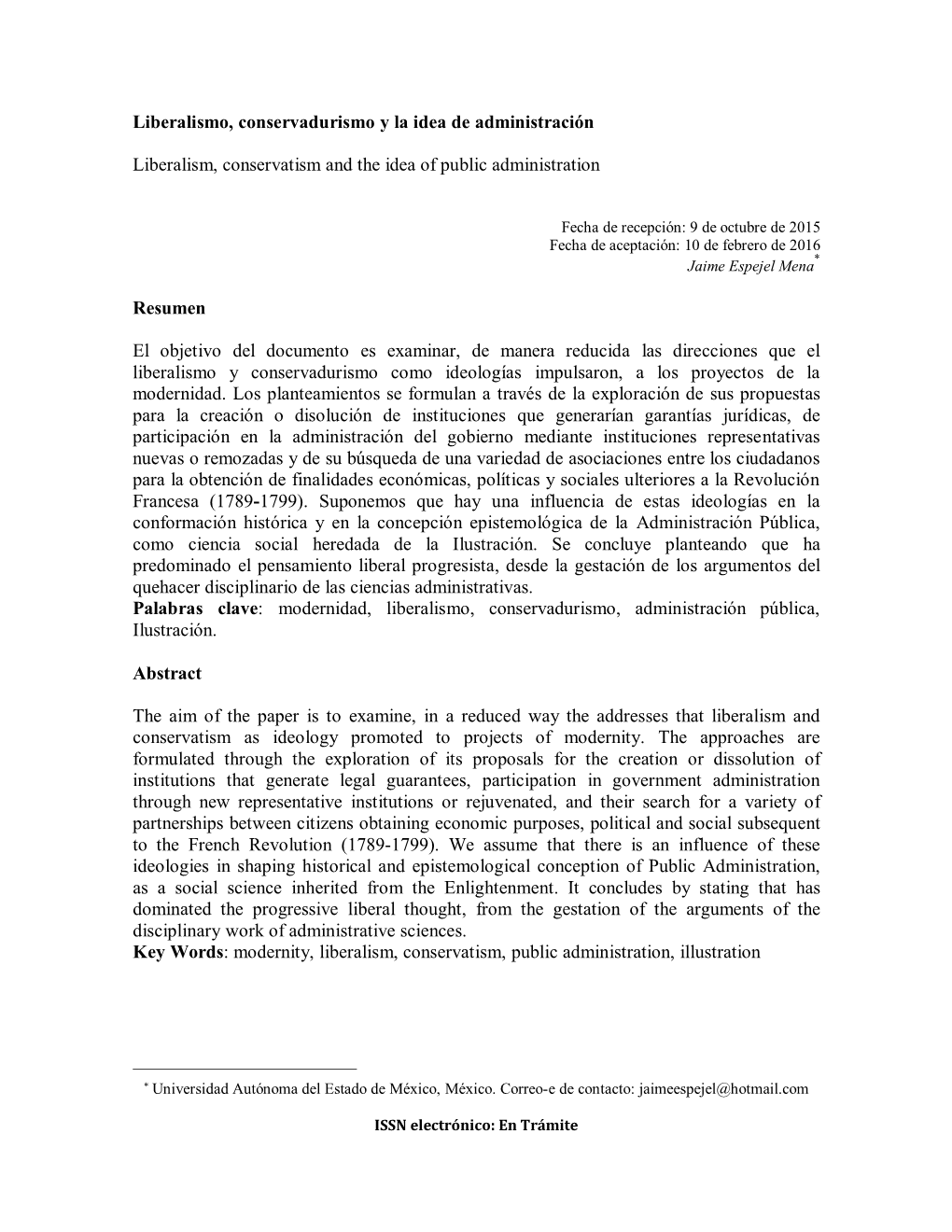 Liberalismo, Conservadurismo Y La Idea De Administración Liberalism