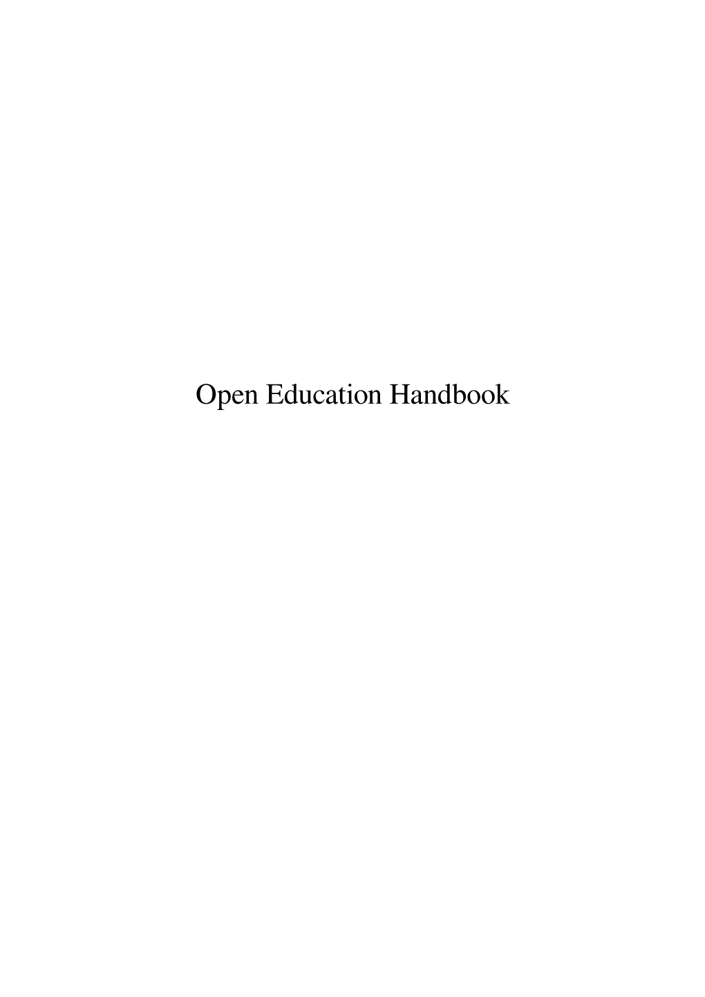 Open Education Handbook Contents