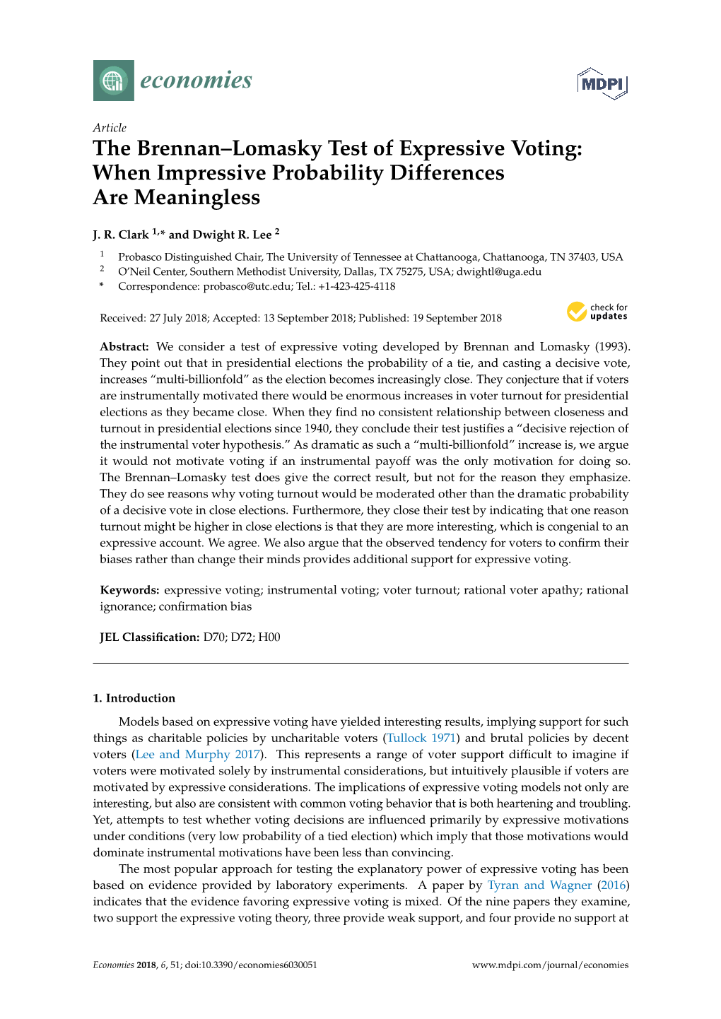 The Brennan–Lomasky Test of Expressive Voting: When Impressive Probability Differences Are Meaningless